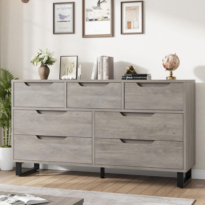 7 Dresser for Bedroom, 55" Wide Dresser Drawer with Storage