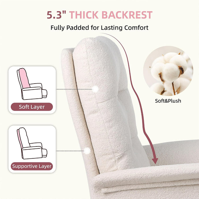 Home Office Desk Chair Comfy with Teddy Velvet Upholstered Seat,Cream