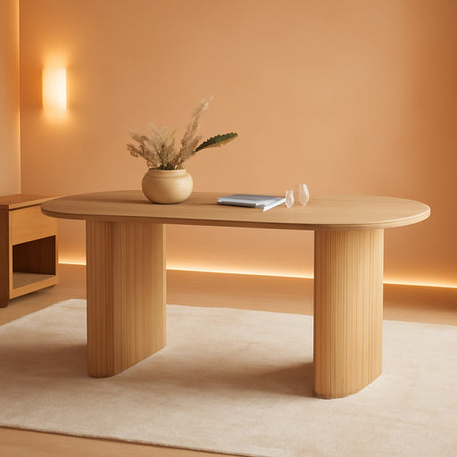 70.8" Oval Table for 4 6 Person, Modern Farmhouse Kitchen Dinner Table for Living Receiption Room, Natural