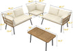 Patio Furniture Set, 4 Pieces Outdoor Patio Conversation Set, All-Weather PE Rattan Sectional L-Shaped Sofa with Soft Cushion and Side Table for Backyard, Porch, Boho Detachable Lounger (Beige)