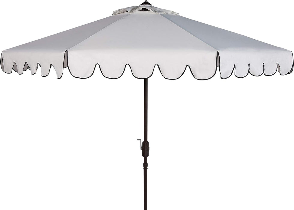 PAT8010A Collection Venice Navy and White Single Scallop 9Ft Crank Outdoor Push Button Tilt Umbrella