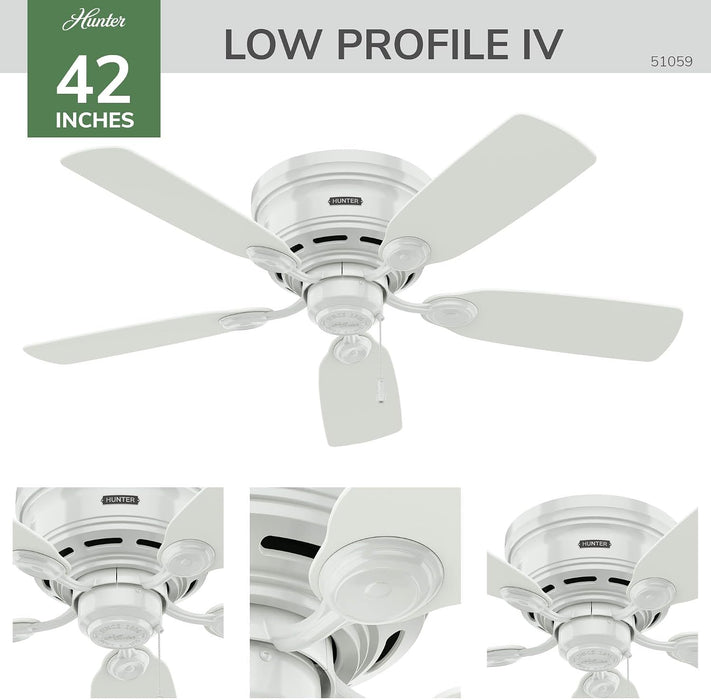 Low Profile IV, Indoor, Ceiling Fan, No Light, 42 Inch, Snow White