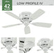 Low Profile IV, Indoor, Ceiling Fan, No Light, 42 Inch, Snow White