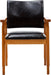 Mid-Century Dining Side Chair with Faux Leather Seat in Black, Arm Chair in Walnut