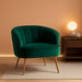 Green Velvet Accent Chair with Golden Legs