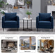 Modern Velvet Accent Chair, Single Sofa Chairs Armchair with Square Arm, Upholstered Accent Chairs for Living Room, Bedroom, Apartment (Navy Chair)