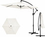 Large 9FT Offset Patio Umbrella with Cantilever Crank & Infinite Tilt, Heavy Duty Outdoor Hanging Umbrella with Cross Base for Backyard, Deck, Poolside