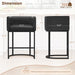 Counter Height Bar Stools Set of 3, Modern Barrel Counter Stools with Backrest and Arms, Black Metal Frames, Faux Leather Upholstered Accent Barstools for Kitchen Island, Black