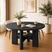 47" round Dining Table for 4-6 People, Modern Wood Kitchen Table with Sculptural Curved Pedestal Base, 1.57" Thick Tabletop, Storage Shelf, Dining Room Table for Apartment,Black Grey