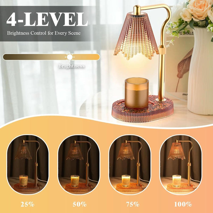 Candle Warmer Lamp with Timer & Dimmable 4-Level Brightness - Adjustable Height,For New Home Bedroom, Gifts for Women (Brown)