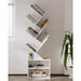 6 Tier Tree Bookshelf, Tall Bookcase with Storage Cabinet, Modern Narrow Bookshelves Organizer, Floor Standing Book Shelf for Bedroom/Living Room/Home Office/Corner, White