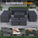 Outdoor Patio Furniture Sets, 10 Pieces Wicker Patio Furniture, Outdoor Sectional Patio Couch Set with Ottoman, Outdoor Conversation Set with 44" Gas Fire Pit (Navy)