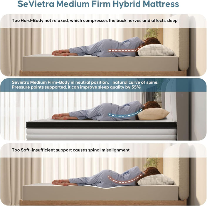 Mattress Queen Size, Colchones Queen 12 Inch in a Box, Individually Pocket Springs, Medium Firm, Pressure Relief, Breathable Comfor Tand Durable, Certipur-Us Certified