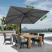 9' X 12' Cantilever Patio Umbrella Rectangular Outdoor Large Offset Umbrellas with 7 Tilts Adjustable 360°Rotation for Deck Pool Garden Backyard, Grey