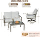 4 Piece Rope Back Patio Furniture Set, 2 Swivel Rockers