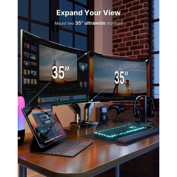 Dual Monitor Stand with USB, Height Adjustable