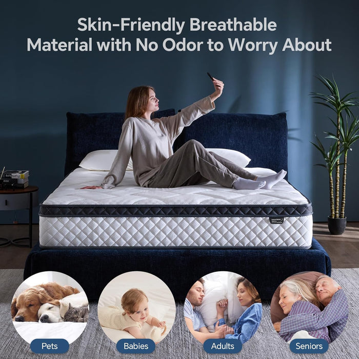 Twin Size Mattress, 10 Inch Twin Hybrid Mattress in a Box with Individual Pocket Spring & Memory Foam, Medium Firm Comfort for Pressure Relief, Fiberglass Free, Motion Isolation, Certipur-Us Certified
