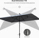 10' X 6.5' Rectangular Patio Umbrella Outdoor Table Umbrella Aluminum Frame Market Umbrella Sun Umbrella with 8 Sturdy Ribs & Tilt for Garden Deck Lawn & Pool Light Gray
