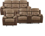 Marianna 3-Piece Reclining Living Room Sofa Set, Brown