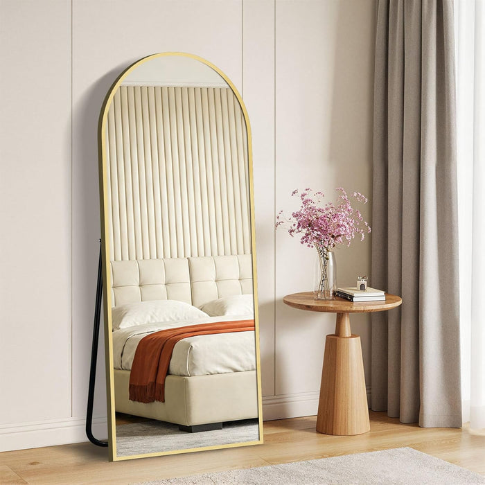 57"×20" Floor Length Mirror, Full Body Standing Mirror, Shatter-Resistant Glass & Slim Alloy Frame, Freestanding/Leaning/Wall Mount for Bedroom, Living Room & Entryway, Gold