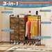 Dresser with Hanging Rack, 8-Drawer Dresser for Bedroom with Charging Station & LED Lights, Fabric Dressers with Shoe Rack, Rustic Brown, 11.8" D X 42" W X 42.7" H (8 Drawers)