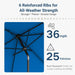 6.5' X 10' Rectangular Patio Umbrella Large Outdoor Market Umbrella W/Uv Protection, Push Button Tilt and Crank Lift, Rectangle Table Umbrella for Garden, Deck, Pool, Patio, Royal Blue
