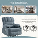 Power Lift Recliner Chair for Elderly, Electric Recliners with Heat and Massage, USB Charge Port, Cup Holders, Infinite Position and Side Pockets, Fabric Single Sofa for Living Room, Blue