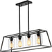 Black Farmhouse Chandeliers for Dining Room, Rustic Kitchen Island Light Fixture, 4-Light Linear Pendant Lights Kitchen Island with Glass Shade ，Apply to Dining Room Light Fixtures over Table