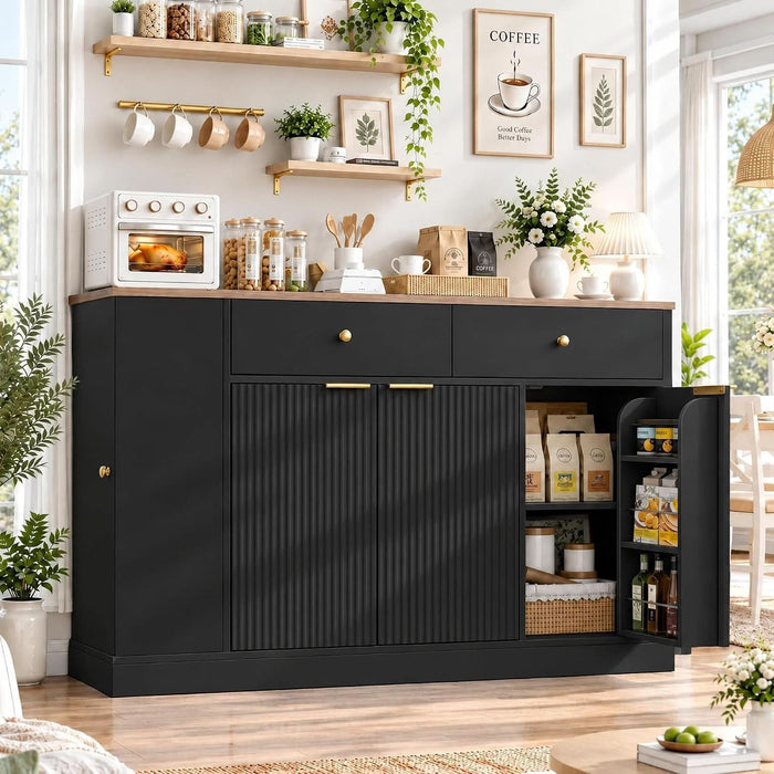 Kitchen Buffet Cabinet, Coffee Bar Cabinet, Black