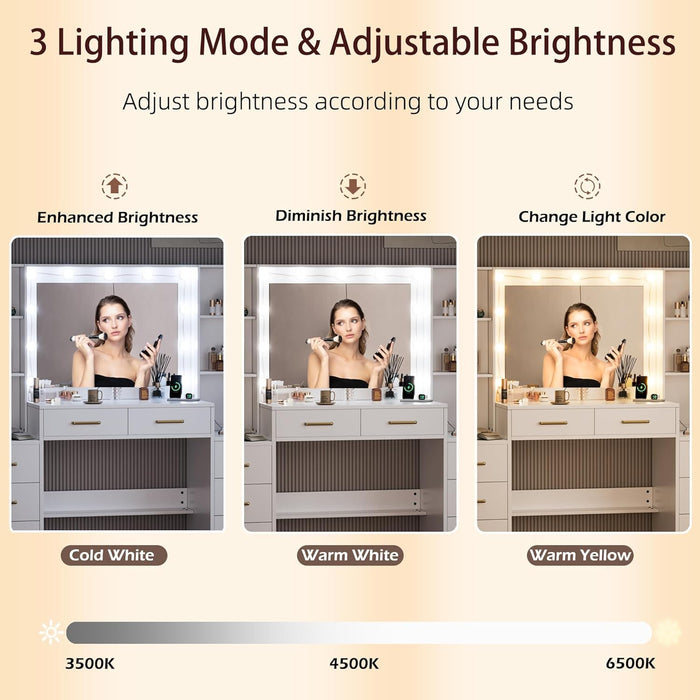 58.3Inch Vanity Desk Mirror With WirelessChargingPort