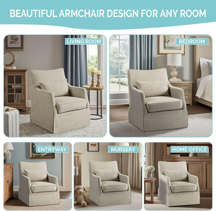 Light Blue Upholstered Handcrafted Midcentury Armchair 28In