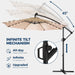 10Ft Solar Lights Offset Cantilever Patio Umbrella - W/Light and Base, LED Lighted Offset Hanging Patio Outdoor Market Umbrella UPF50+ UV Protection with Easy Tilt and Crank (Beige)