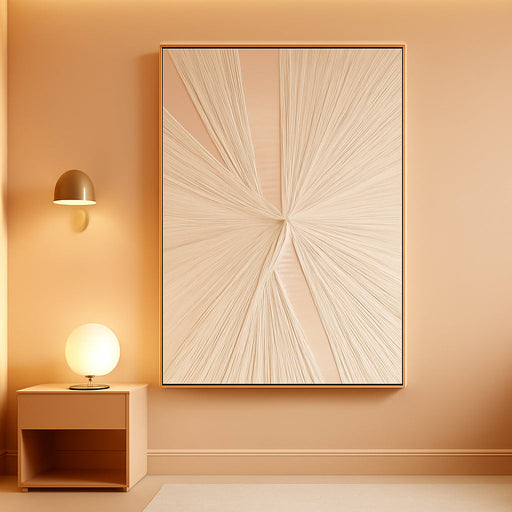 Extra Large 3D Canvas Framed Wall Art, Minimalist Hand Painted Artwork, Abstract Boho Modern Long Beige Wall Decor, Neutral Trendy Paintings for Living Room Bedroom Hallway Office, Vertical, 30X45 In