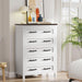 White Dresser Tall for Bedroom,Wooden 5 Drawer Dresser for Nursery,Chest of Drawers for Bedroom, Closet Storage Organizer for Living Room, Hallway, Closet (Brown&White)
