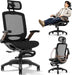 Ergonomic High-Back Office Chair with Footrest – Flip-Up Arms, 3D Headrest, 135° Recline, and Wide Mesh Seat with Lumbar Support. Rolling Swivel Task Chair for Gaming or Work, Sturdy, 300 LBS.