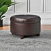 Home Decor | Button Tufted Faux Leather round Storage Ottoman | Ottoman with Storage for Living Room & Bedroom (Distressed Brown)