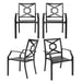 5-Piece Outdoor Dining Set with Umbrella Hole Patio Furniture Set with Stackable Armchairs and Square Table in Black