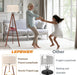 Tripod Floor Lamp, Mid Century Wood Standing Lamp, Modern Design Shelf Floor Lamp for Living Room, Bedroom, Office, Flaxen Linen Shade with E26 Base Brown