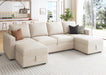 Beige Modular Sleeper Sectional With Storage Ottoman