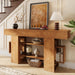 63 Inches Entryway Table, Wooden Console Table with Storage, Narrow Sofa Table behind Couch, Farmhouse Long Entry Hallway Tables for Entrance, Foyer, Living Room, Natural Brown