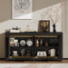 63"Sideboard Buffet Cabinet,Kitchen Buffet Storage Cabinet with Power Outlets & LED Light, Modern Storage Cabinet with 4 Doors,Coffee Bar Console Wine Bar for Living Room,Kitchen,Hallway (Black)