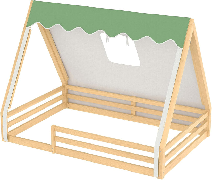 Full Size Premium Montessori Solidwood Floorbed Canopy