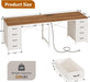 2 Person Desk with 8 Drawers, Large Home Office Computer Desk with Power Outlets, 78 Inch Long Double Desks for Two People, Antique White