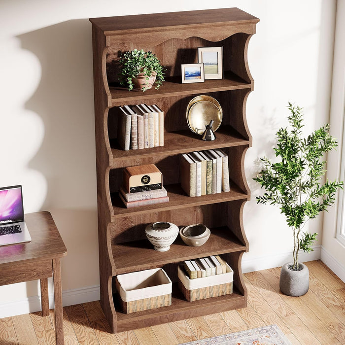 70 Inches Tall DisplayBookcase Featuring Curved Edges