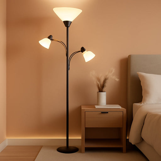 Floor Lamp, Standing Lamp with Replaceable 3000K Energy-Saving, Lamp for Living Room with Adjustable Reading Lights, Modern Bright Floor Lamp for Bedroom, Living Room, Office