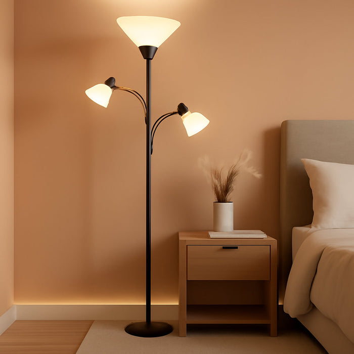 Floor Lamp, Standing Lamp with Replaceable 3000K Energy-Saving, Lamp for Living Room with Adjustable Reading Lights, Modern Bright Floor Lamp for Bedroom, Living Room, Office