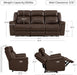 Genuine Leather Power Recliner Sofa, Wall Hugger Reclining Sofa with Drop down Table, Power Headrest, Drawers, Charging Ports, Reclining Sectional Couch for Living Room, RV, Dark Brown
