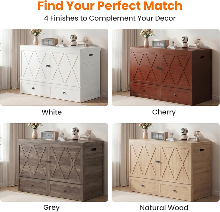 DeepMaroonShade Queen Murphy Bed Easy Assembly System