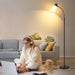 Floor Lamp for Living Room, Adjustable Head Standing Lamp with White Plastic Shade, Black Reading Floor Lamps for Dorm, Bulb Not Included