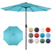 9 FT Patio Umbrella W/ Push Button Tilt and Crank Outdoor Umbrella, 8 Sturdy Ribs, UV Protection, Solution-Dyed Fabric, Aqua